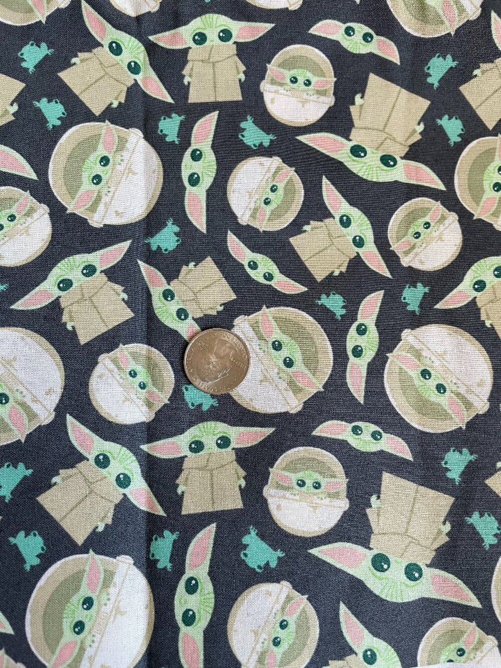 Star Wars Mandalorian Yoda Print Cotton Fabric 1 1/3y x 42”w
